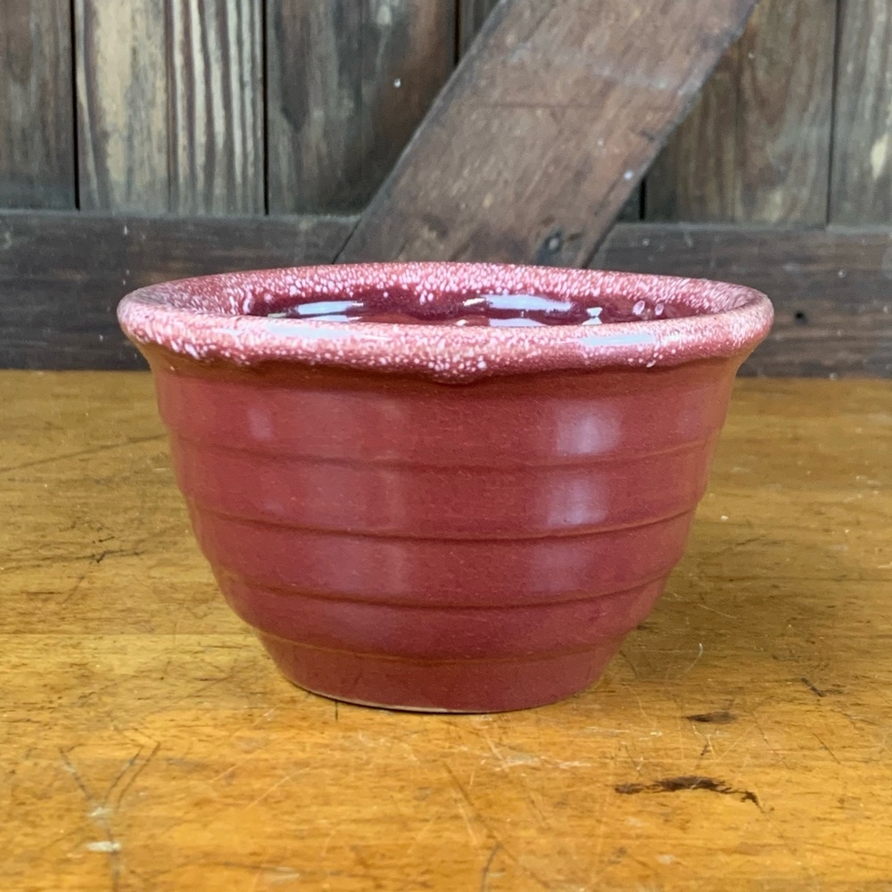 Vtg Western Stoneware Burgundy Ringed Bowl